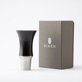 Kisen Bamboo Tall Black Lacquer and Silver Takaoka Copperware Guinomi Sake Cup - MUSUBI KILN - Quality Japanese Tableware and Gift