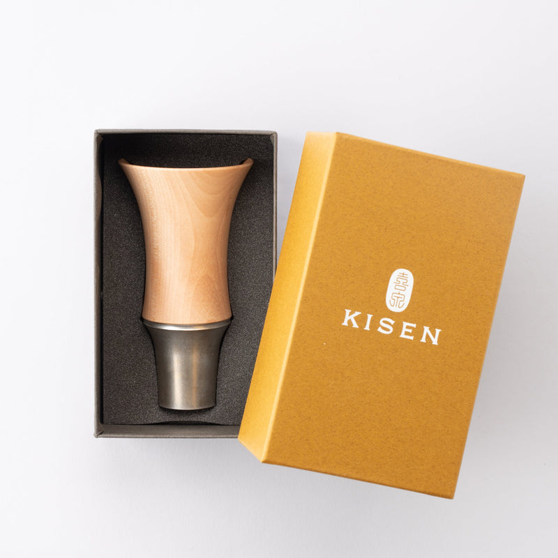 Kisen Bamboo Tall Silver Takaoka Copperware Guinomi Sake Cup - MUSUBI KILN - Quality Japanese Tableware and Gift