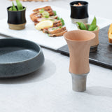 Kisen Bamboo Tall Silver Takaoka Copperware Guinomi Sake Cup - MUSUBI KILN - Quality Japanese Tableware and Gift