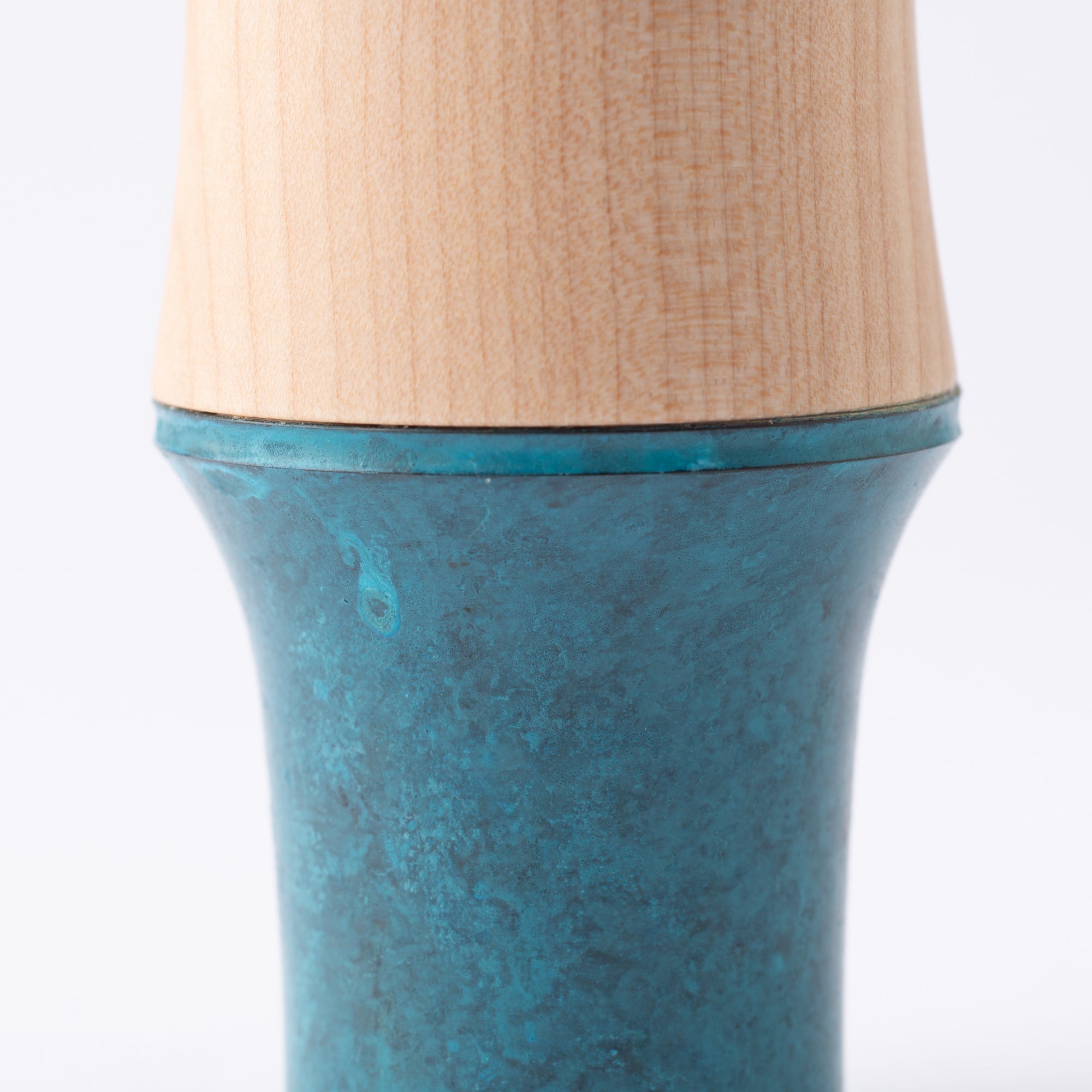 Kisen Bamboo Tall Turquoise Takaoka Copperware Guinomi Sake Cup - MUSUBI KILN - Quality Japanese Tableware and Gift