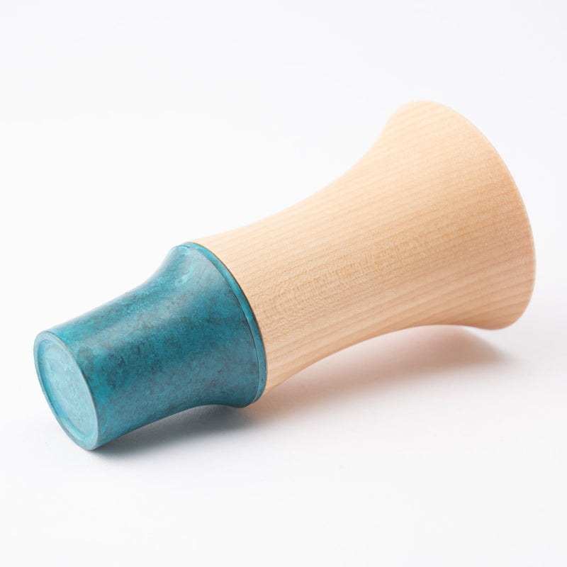 Kisen Bamboo Tall Turquoise Takaoka Copperware Guinomi Sake Cup - MUSUBI KILN - Quality Japanese Tableware and Gift