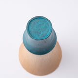 Kisen Bamboo Tall Turquoise Takaoka Copperware Guinomi Sake Cup - MUSUBI KILN - Quality Japanese Tableware and Gift