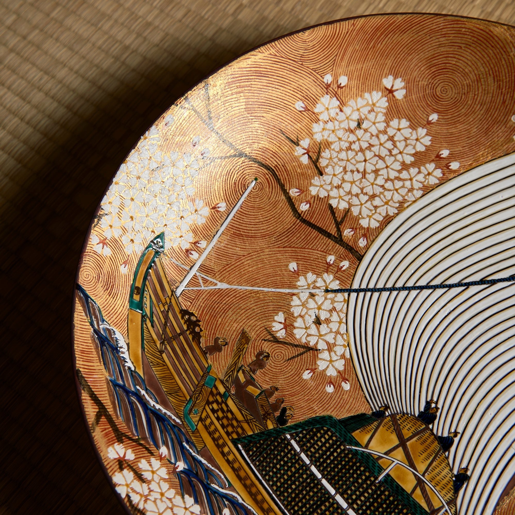 Kitamura Takashi Gold Kitamaebune Ornamental Plate 12.6 in - MUSUBI KILN - Quality Japanese Tableware and Gift