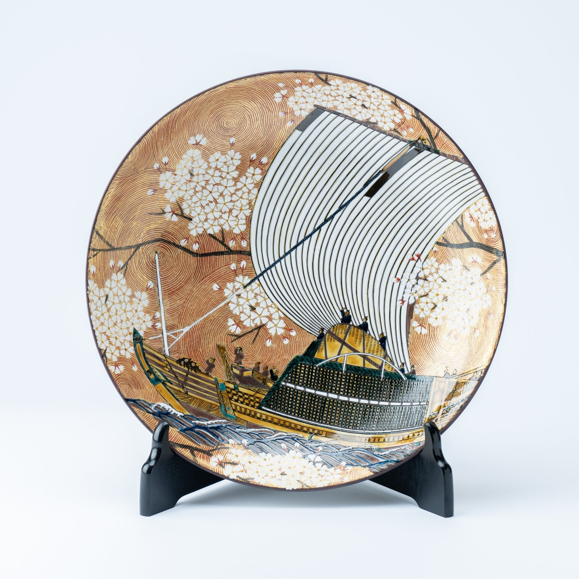 Kitamura Takashi Gold Kitamaebune Ornamental Plate 12.6 in - MUSUBI KILN - Quality Japanese Tableware and Gift