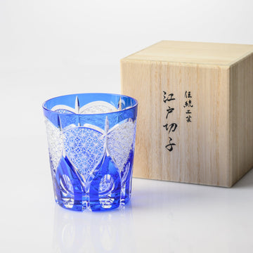 Lapis Lazuli Chrysanthemum Fan Whiskey Glass