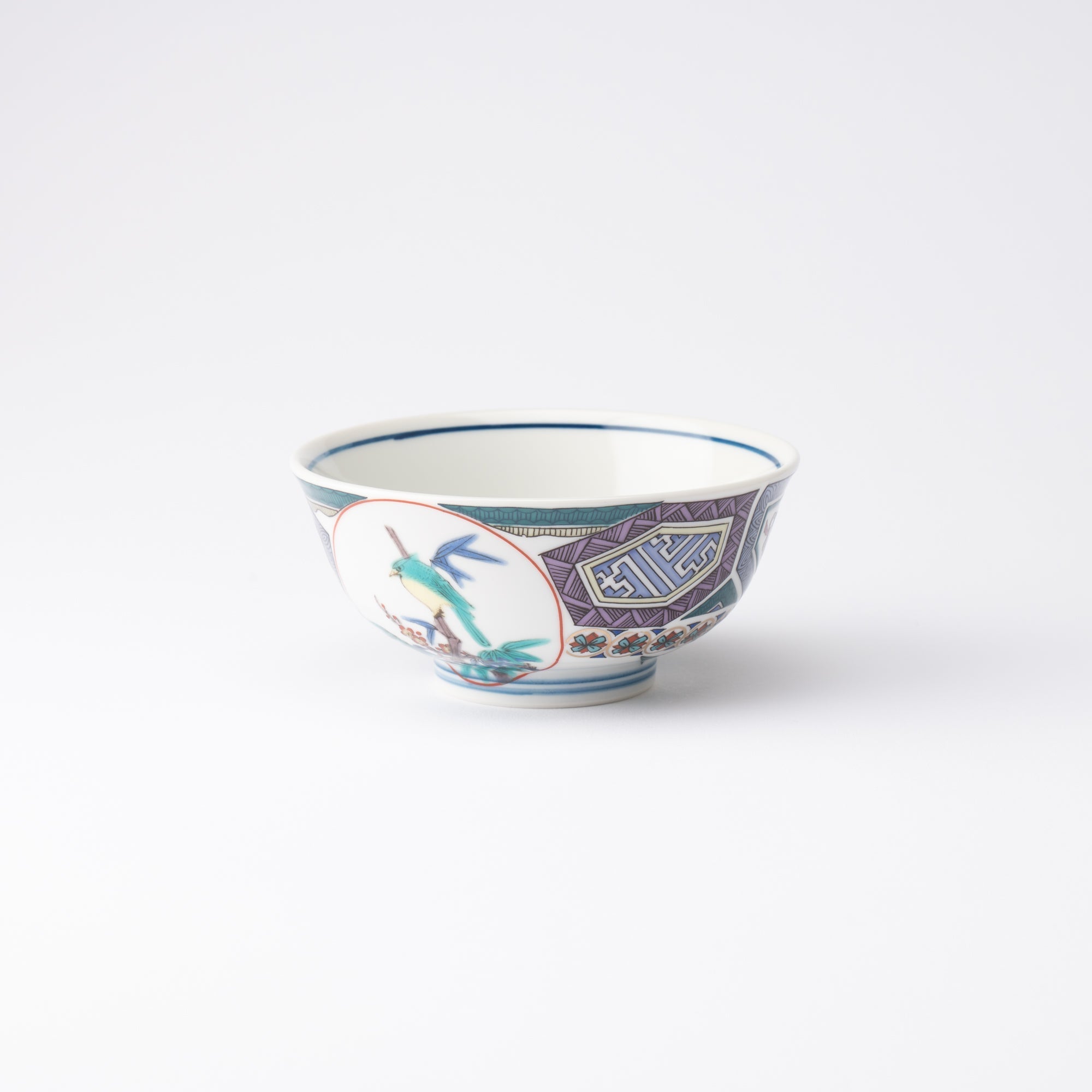 Ko - Kutani Style Bird Kutani Japanese Rice Bowl - MUSUBI KILN - Quality Japanese Tableware and Gift