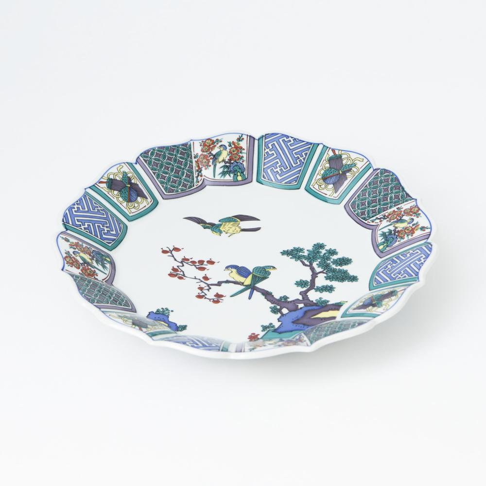 Ko - Kutani Style Bird Kutani Large Plate - MUSUBI KILN - Quality Japanese Tableware and Gift