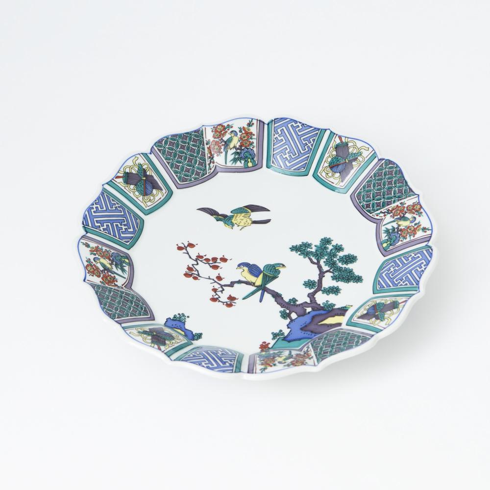 Ko - Kutani Style Bird Kutani Large Plate - MUSUBI KILN - Quality Japanese Tableware and Gift