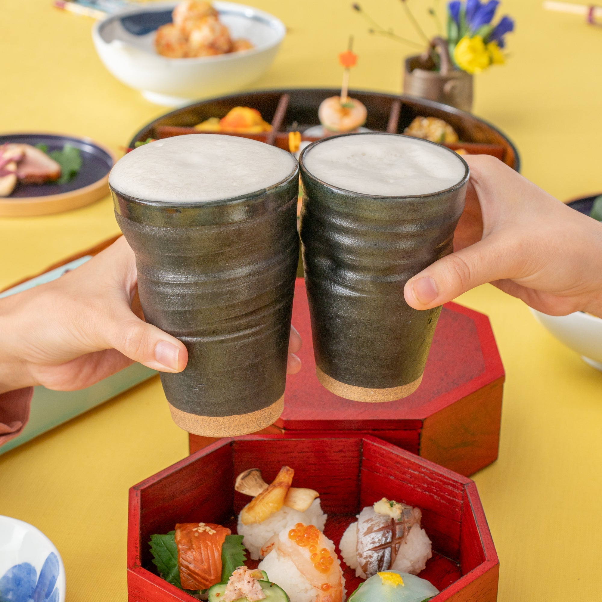 Kokuyu Kutani Beer Tumbler Pair - MUSUBI KILN - Quality Japanese Tableware and Gift