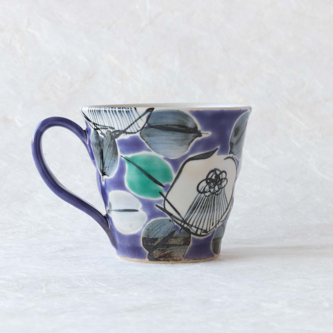 Kokuzou Kiln Camellia Kutani Mug - MUSUBI KILN - Quality Japanese Tableware and Gift