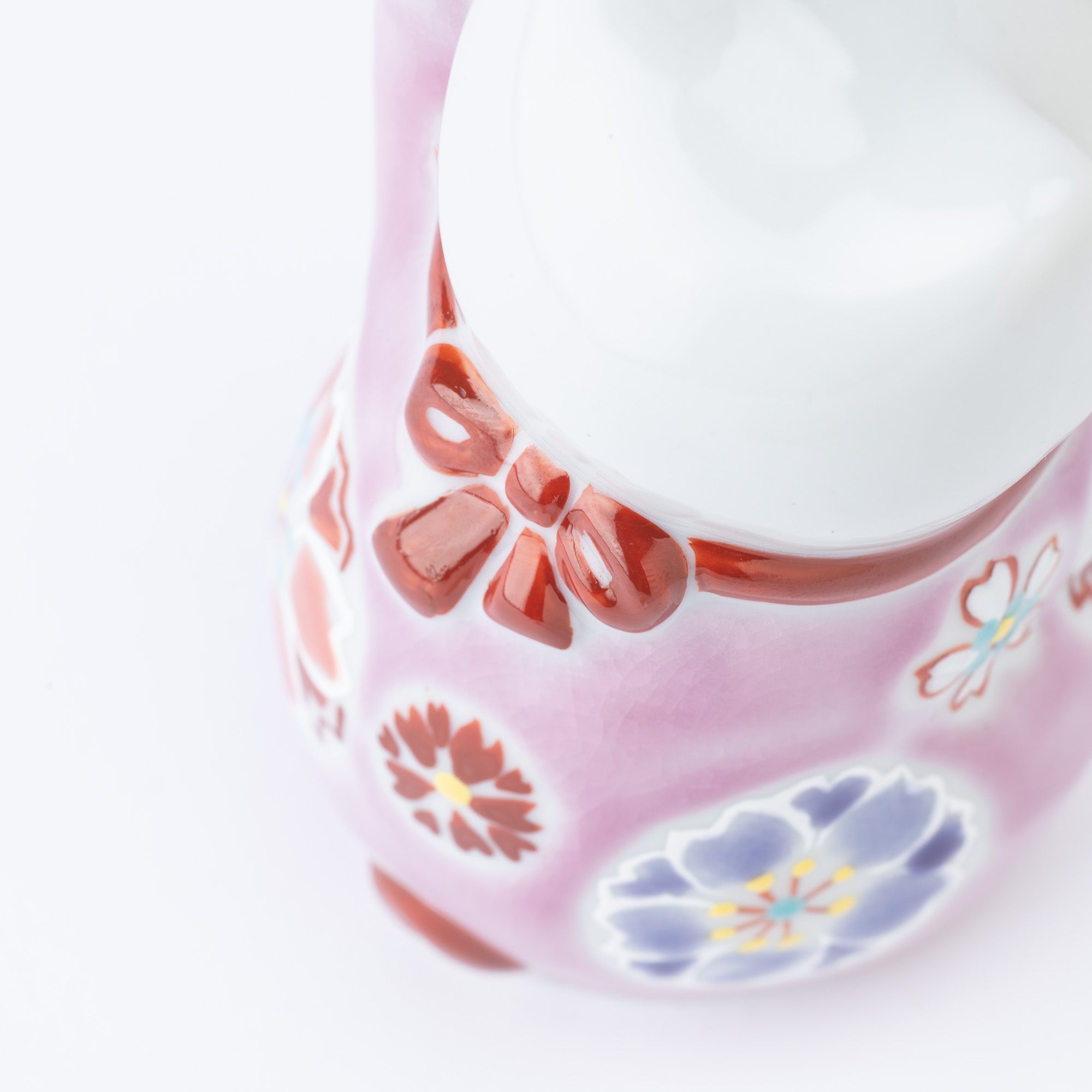 Kokuzou Kiln Cherry Blossoms Kutani Lucky Cat - Pink - MUSUBI KILN - Quality Japanese Tableware and Gift