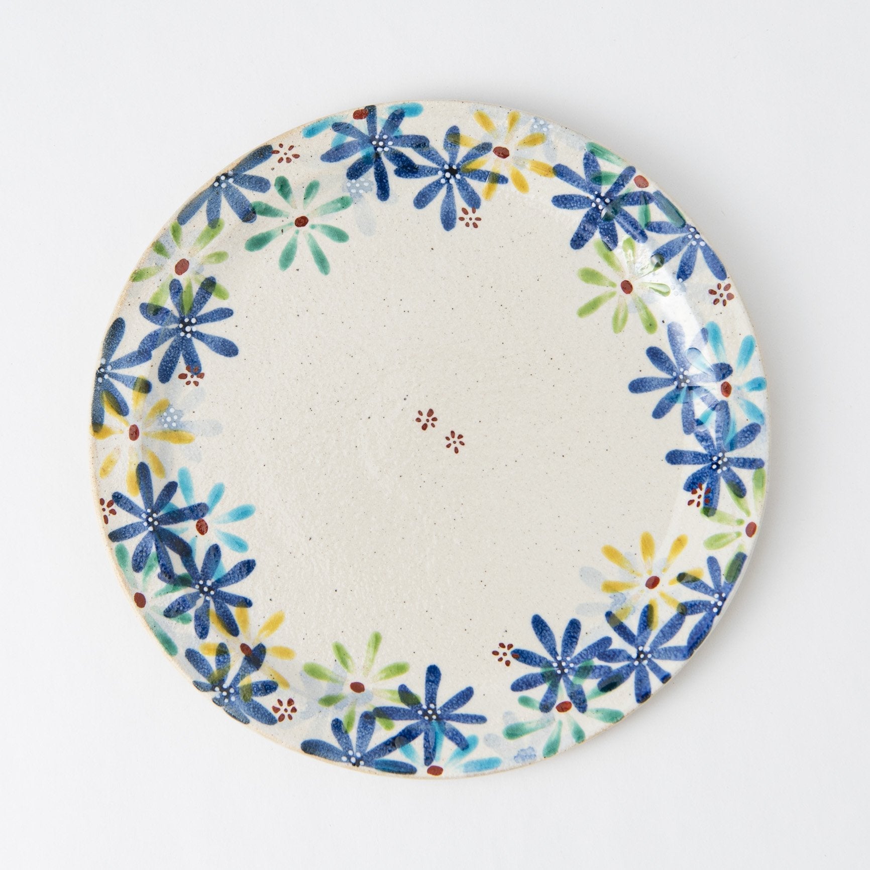 Kokuzou Kiln Flower Party Blue Kutani Round Plate 9.8in - MUSUBI KILN - Quality Japanese Tableware and Gift