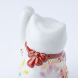 Kokuzou Kiln Flower Party Kutani Lucky Cat - Red - MUSUBI KILN - Quality Japanese Tableware and Gift