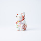 Kokuzou Kiln Flower Party Kutani Lucky Cat - Red - MUSUBI KILN - Quality Japanese Tableware and Gift