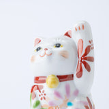 Kokuzou Kiln Flower Party Kutani Lucky Cat - Red - MUSUBI KILN - Quality Japanese Tableware and Gift