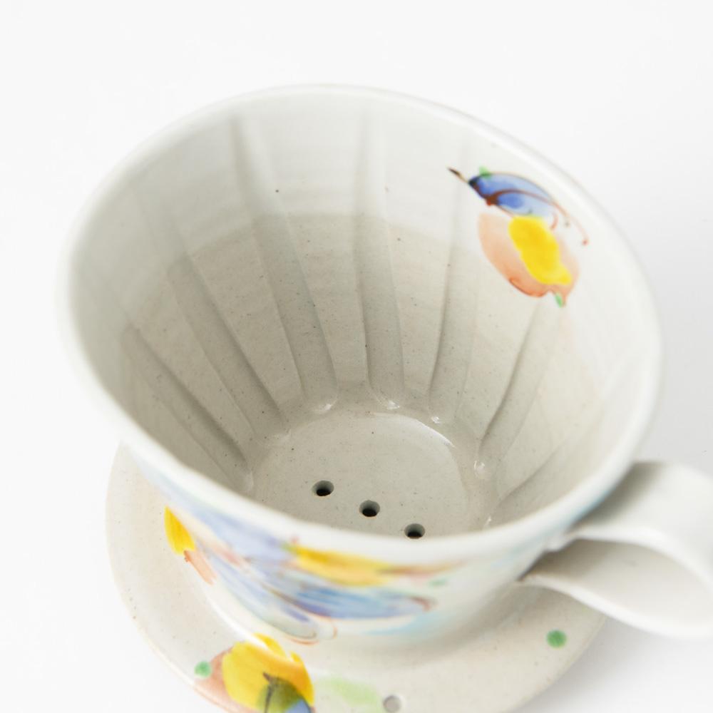 Kokuzou Kiln Flowers In The Wind Kutani Coffee Pot & Dripper - MUSUBI KILN - Quality Japanese Tableware and Gift