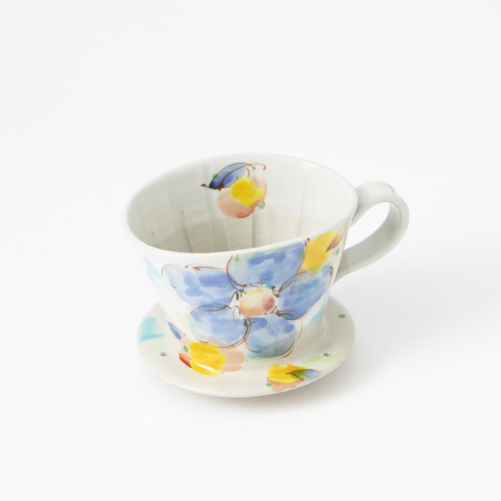 Kokuzou Kiln Flowers In The Wind Kutani Coffee Pot & Dripper - MUSUBI KILN - Quality Japanese Tableware and Gift