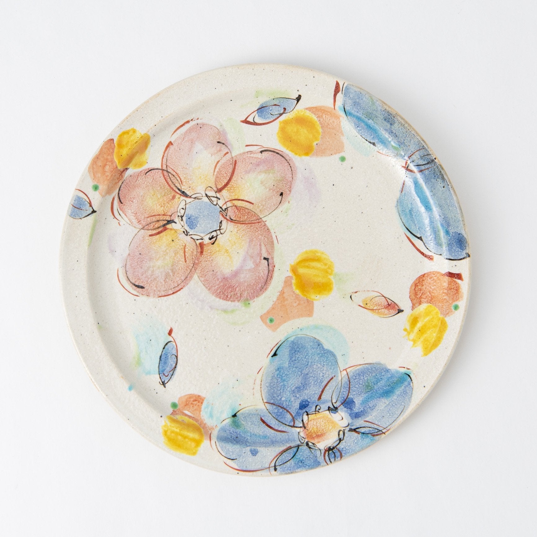 Kokuzou Kiln Flowers in The Wind Kutani Round Plate 9.8in - MUSUBI KILN - Quality Japanese Tableware and Gift