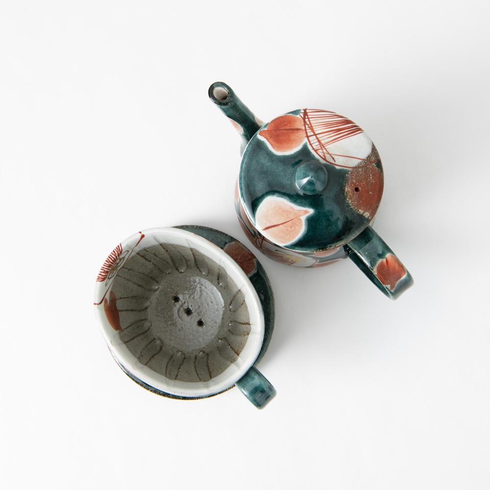 Kokuzou Kiln Glaze Camellia Coffee Pot & Dripper - MUSUBI KILN - Quality Japanese Tableware and Gift