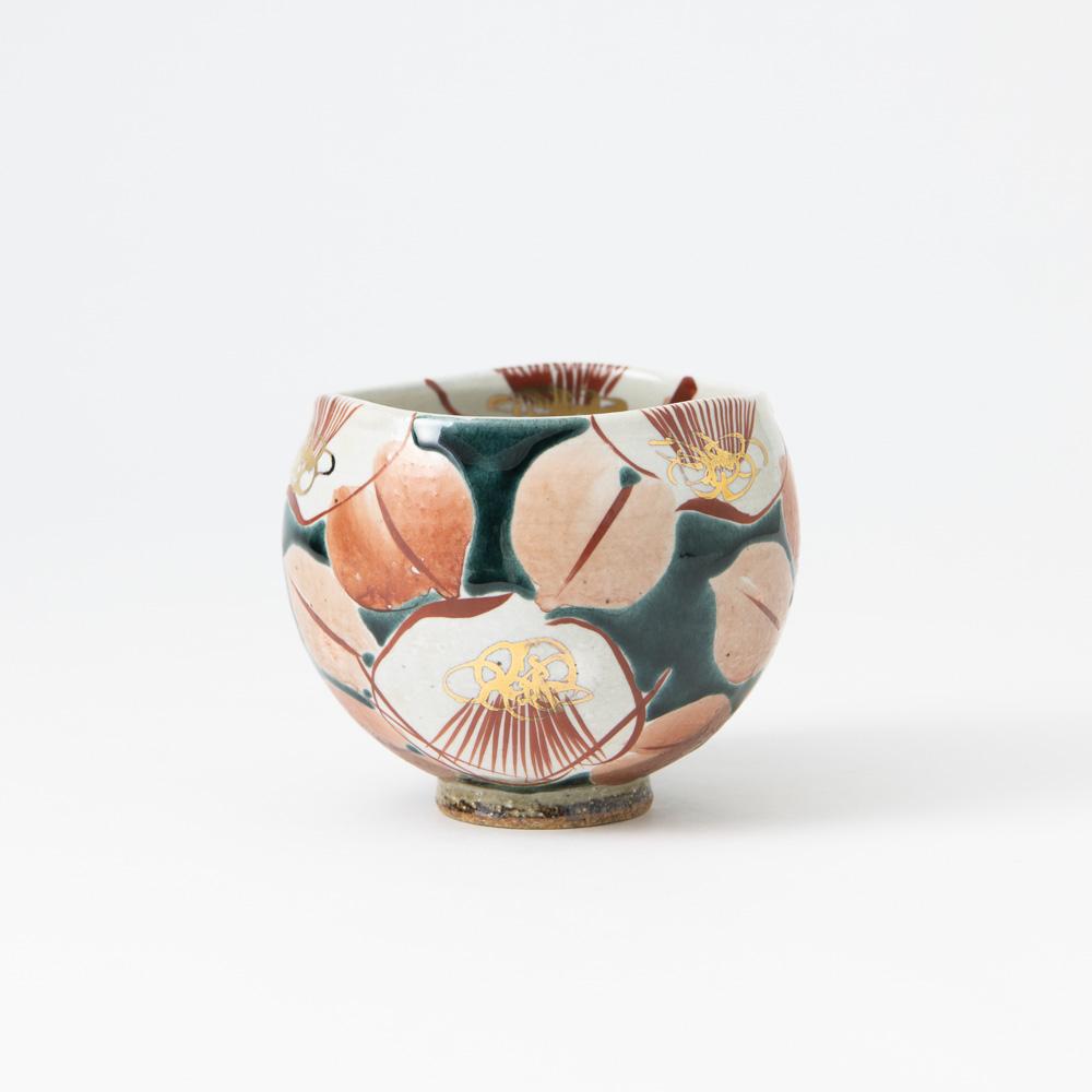 Kokuzou Kiln Glaze Camellia Kutani Yunomi Japanese Teacup - MUSUBI KILN - Quality Japanese Tableware and Gift