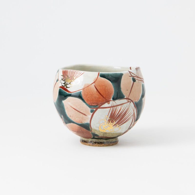 Kokuzou Kiln Glaze Camellia Kutani Yunomi Japanese Teacup - MUSUBI KILN - Quality Japanese Tableware and Gift