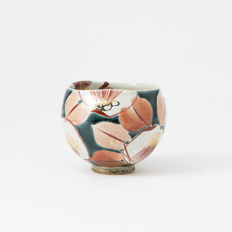 Kokuzou Kiln Glaze Camellia Kutani Yunomi Japanese Teacup - MUSUBI KILN - Quality Japanese Tableware and Gift