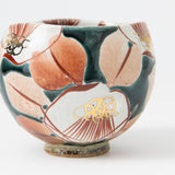 Kokuzou Kiln Glaze Camellia Kutani Yunomi Japanese Teacup - MUSUBI KILN - Quality Japanese Tableware and Gift