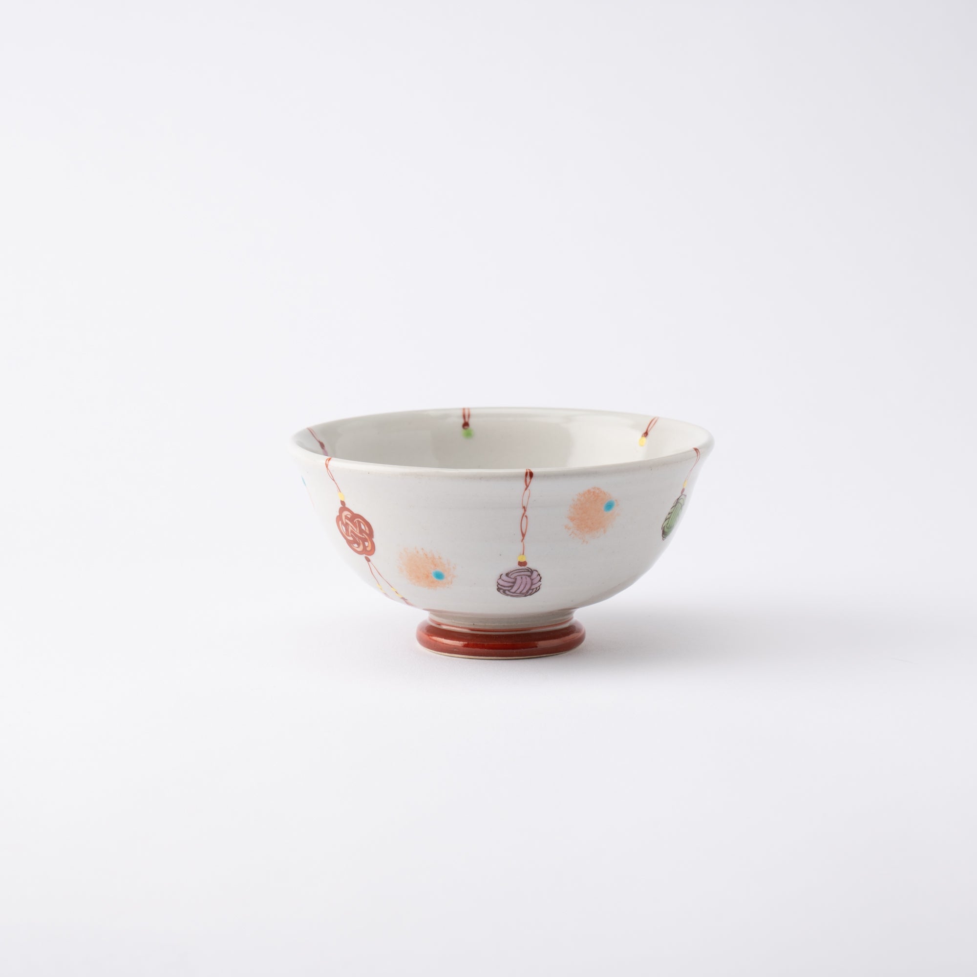 Kokuzou Kiln Mizuhiki Kutani Japanese Rice Bowl S - Red - MUSUBI KILN - Quality Japanese Tableware and Gift