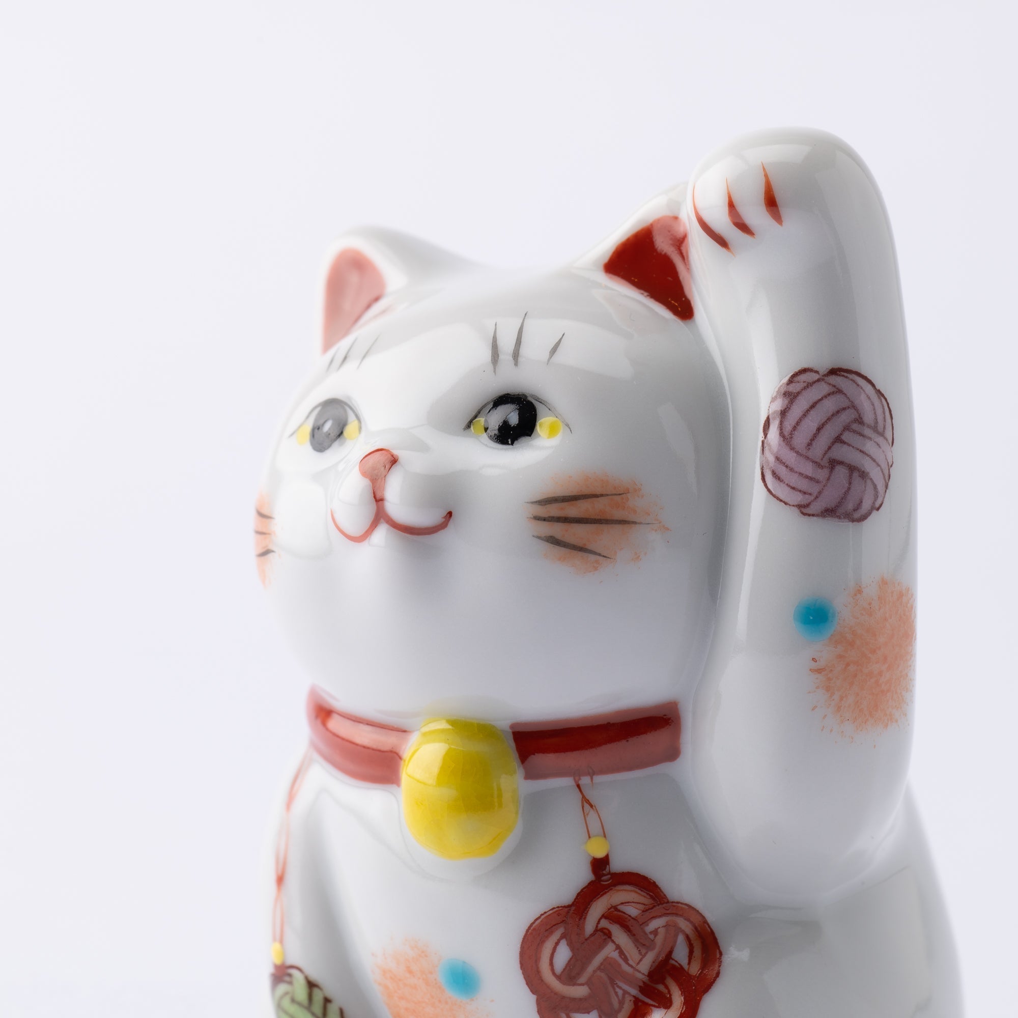 Kokuzou Kiln Mizuhiki Kutani Lucky Cat - Red - MUSUBI KILN - Quality Japanese Tableware and Gift