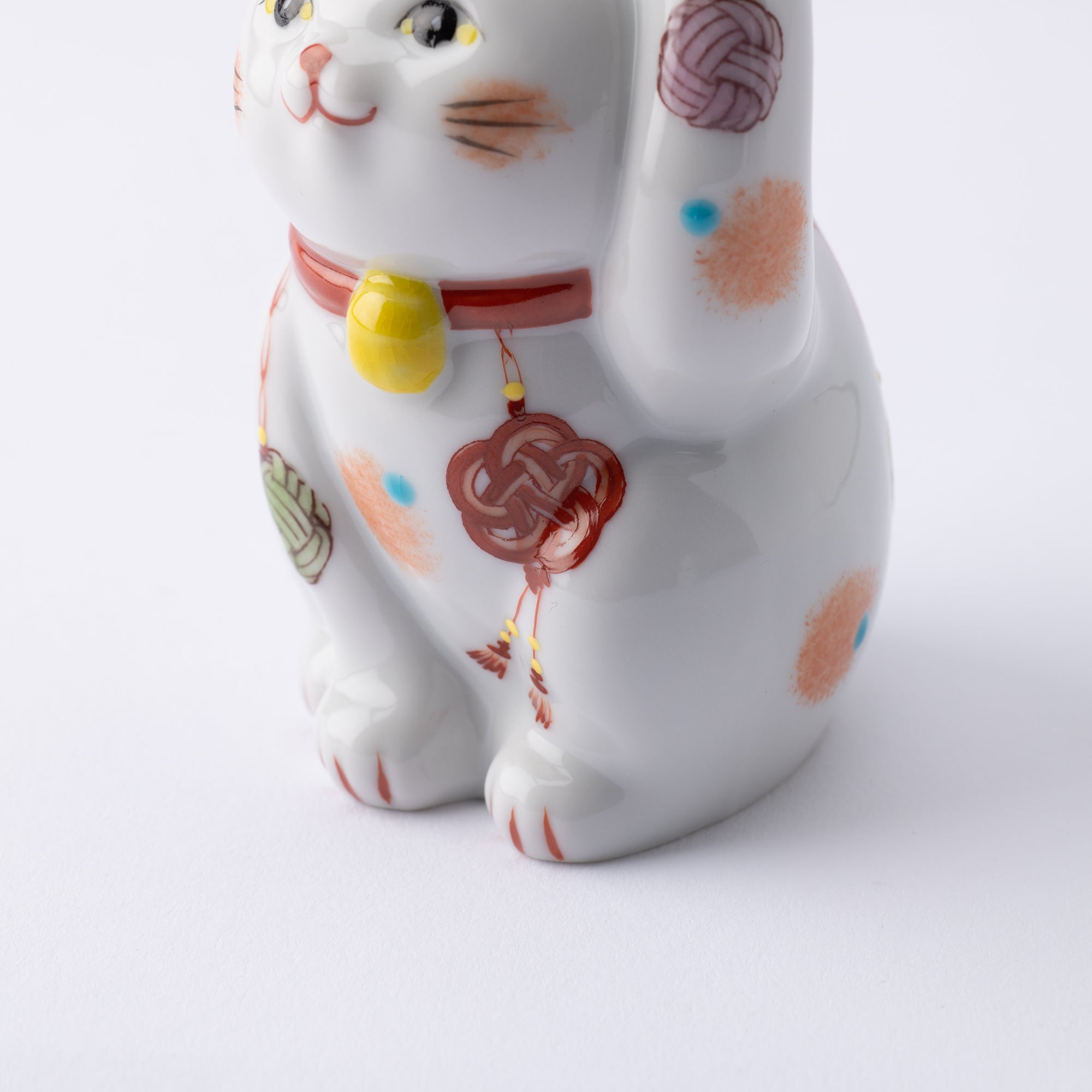 Kokuzou Kiln Mizuhiki Kutani Lucky Cat - Red - MUSUBI KILN - Quality Japanese Tableware and Gift