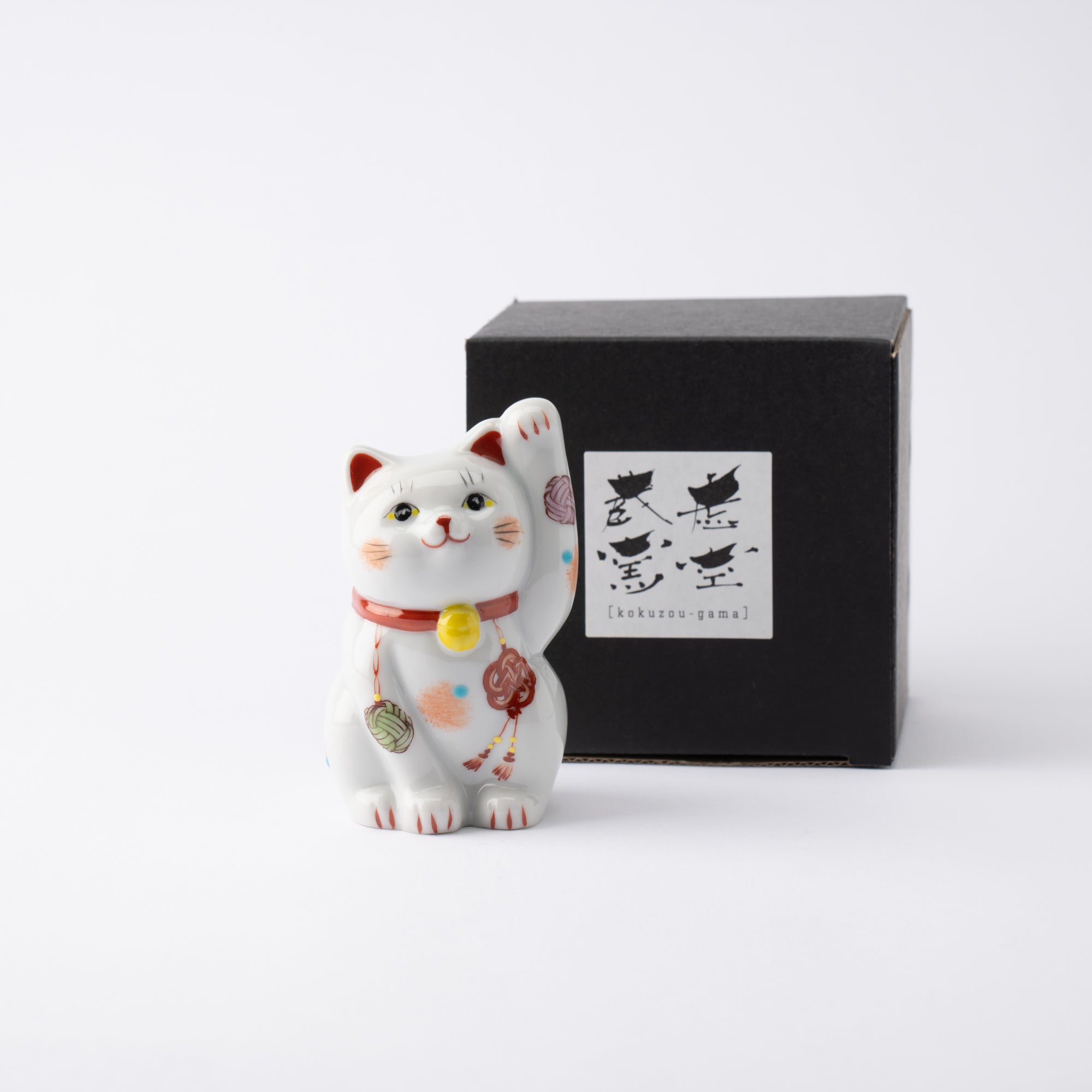 Kokuzou Kiln Mizuhiki Kutani Lucky Cat - Red - MUSUBI KILN - Quality Japanese Tableware and Gift