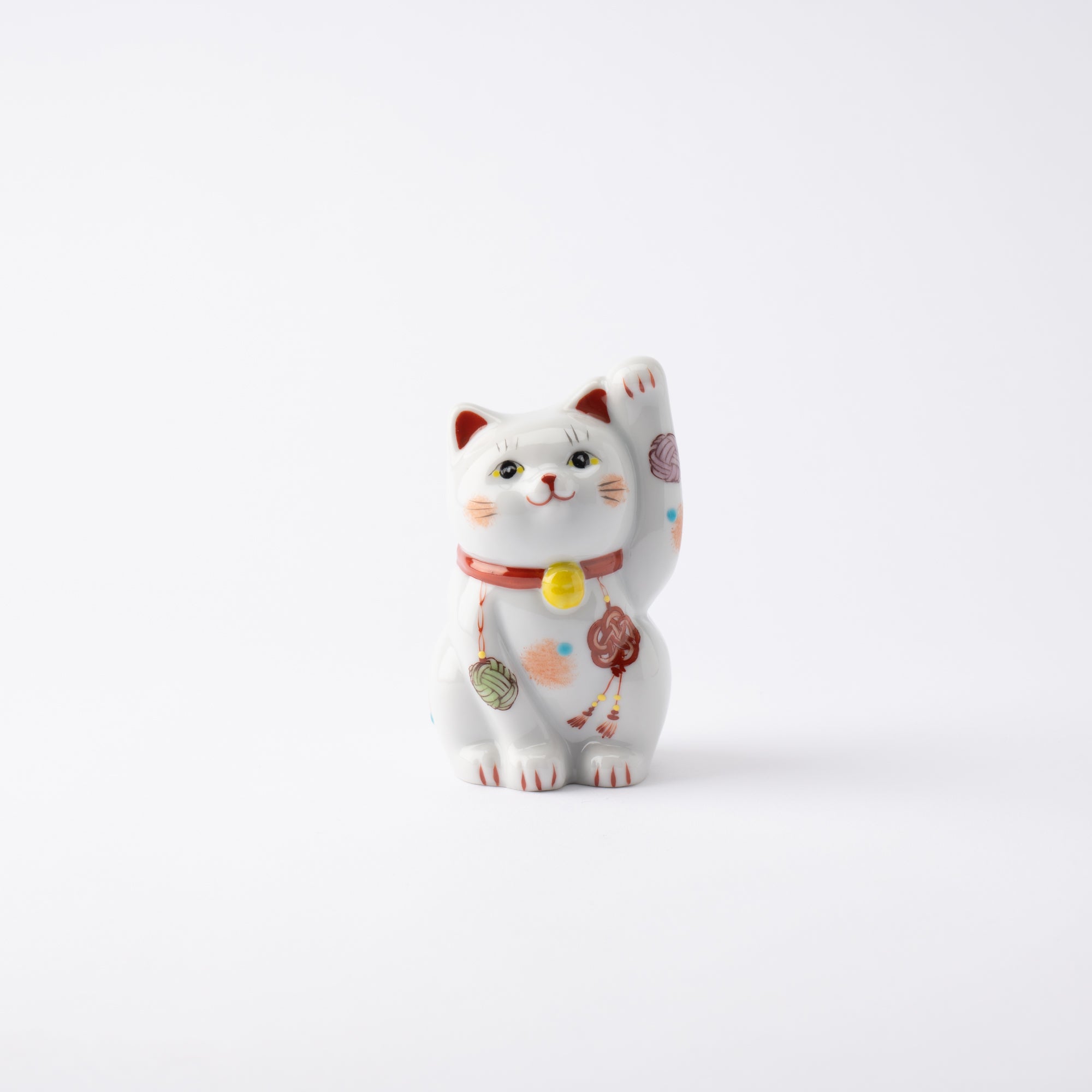 Kokuzou Kiln Mizuhiki Kutani Lucky Cat - Red - MUSUBI KILN - Quality Japanese Tableware and Gift