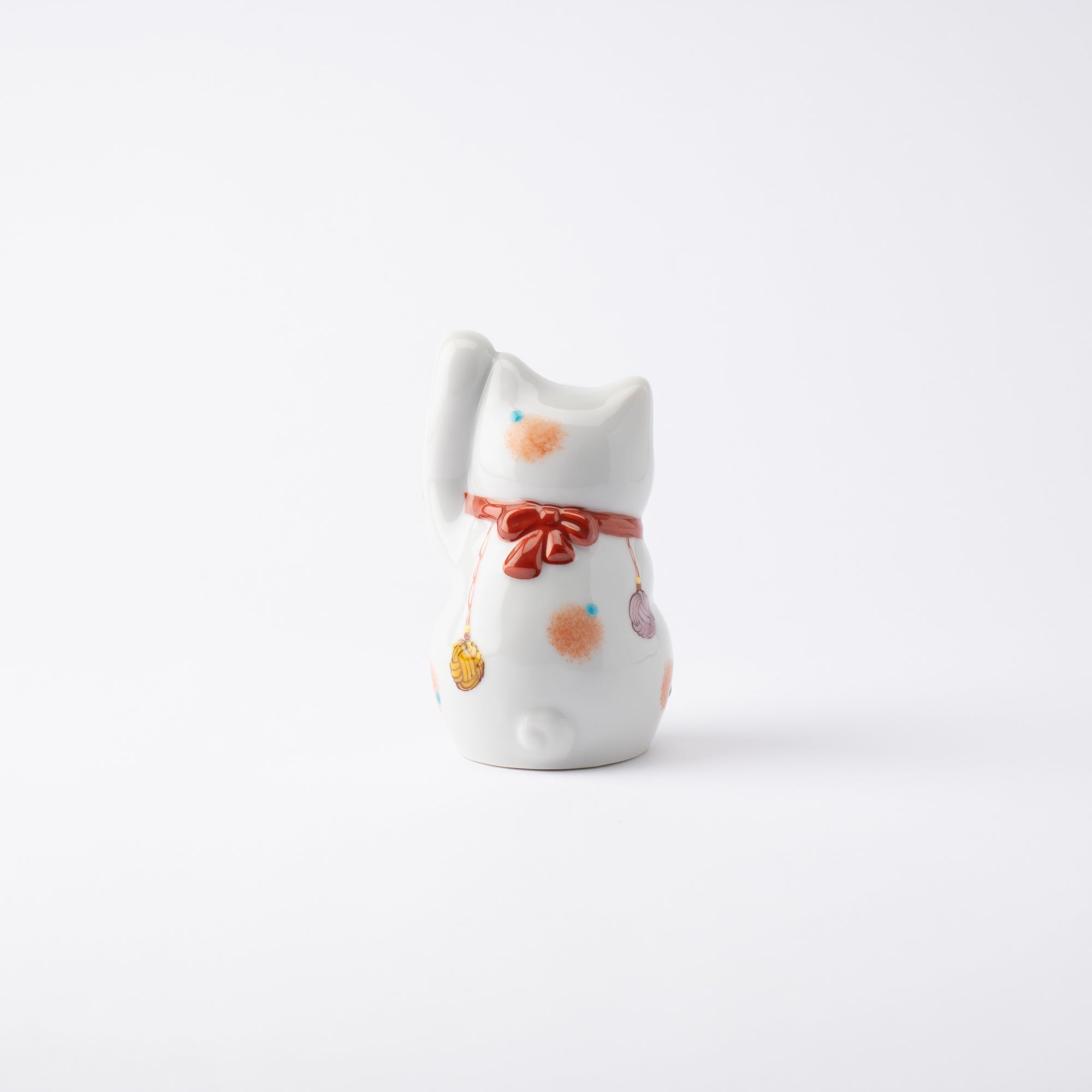 Kokuzou Kiln Mizuhiki Kutani Lucky Cat - Red - MUSUBI KILN - Quality Japanese Tableware and Gift