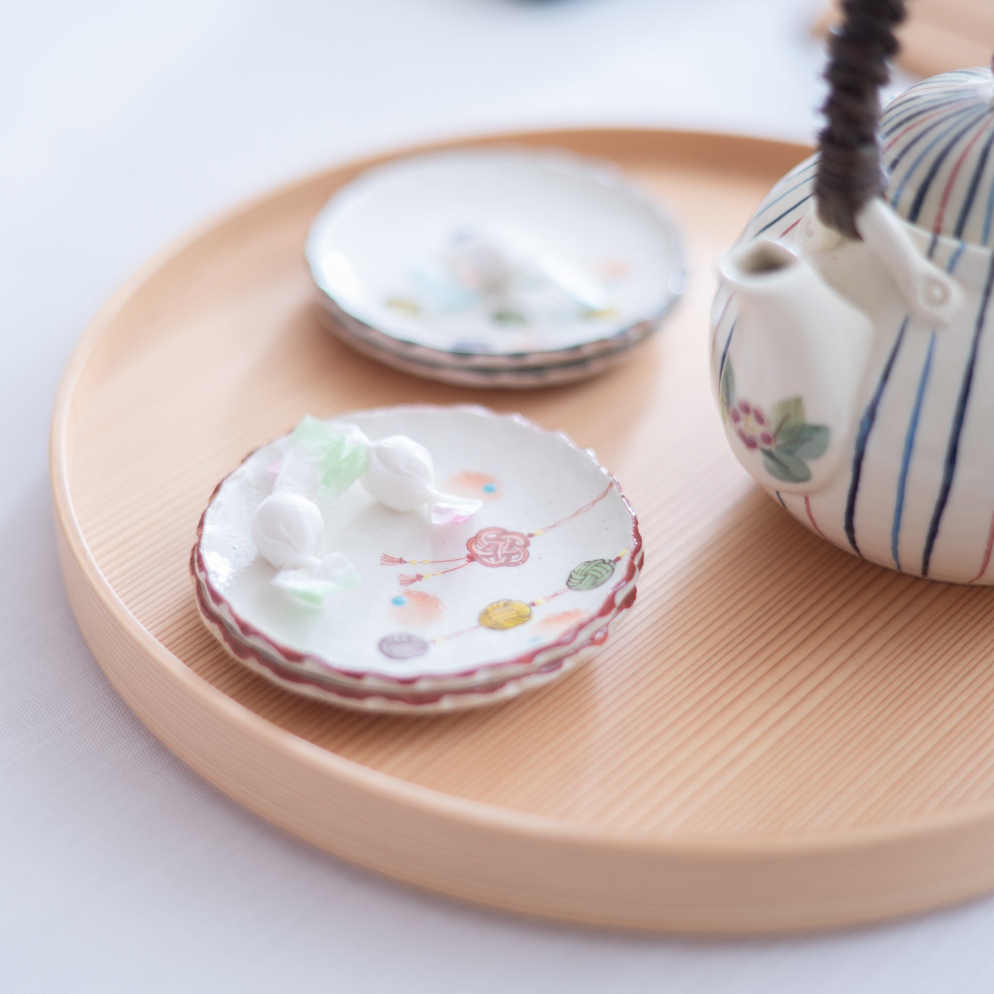 Kokuzou Kiln Mizuhiki Kutani Sauce Plate Set - MUSUBI KILN - Quality Japanese Tableware and Gift