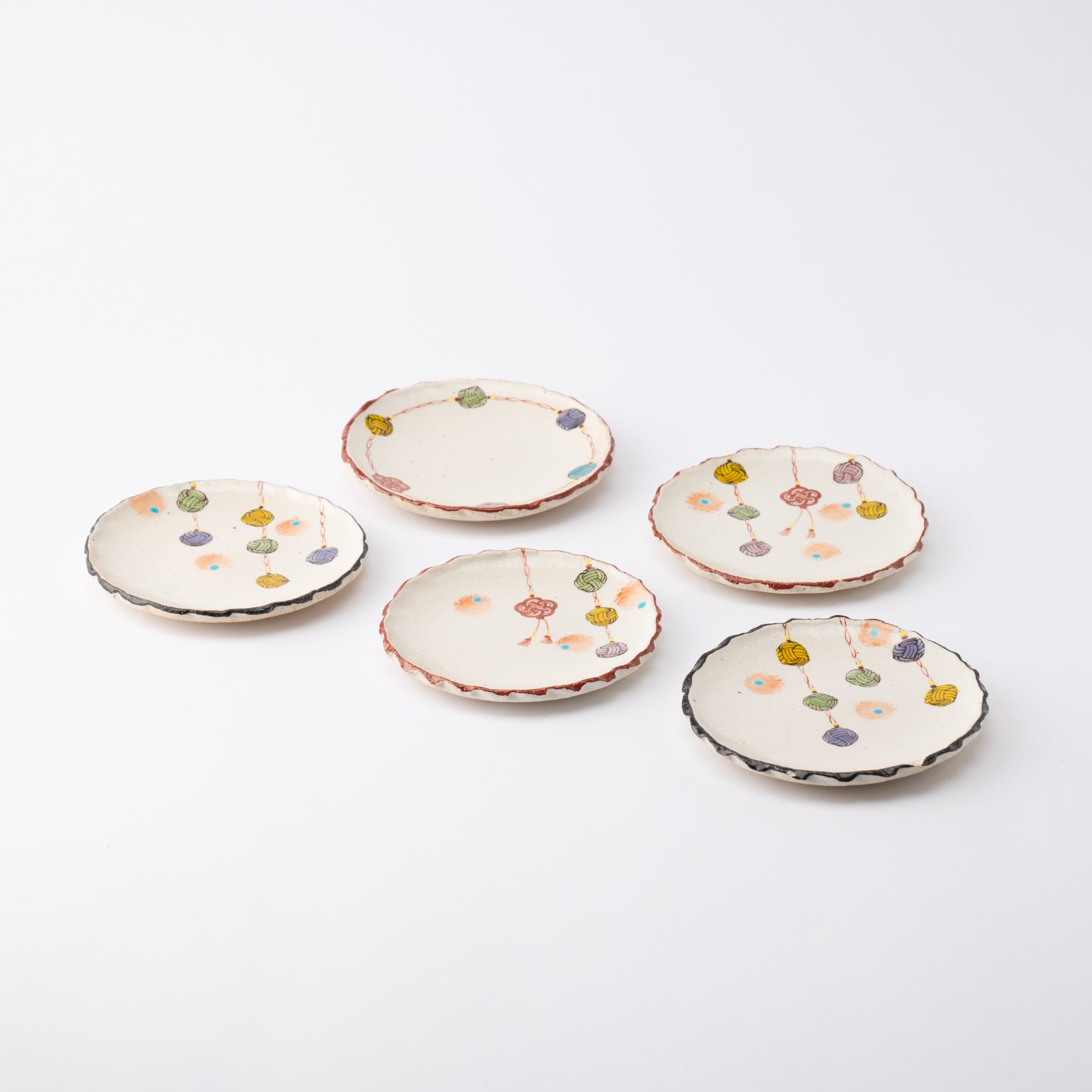 Kokuzou Kiln Mizuhiki Kutani Sauce Plate Set - MUSUBI KILN - Quality Japanese Tableware and Gift