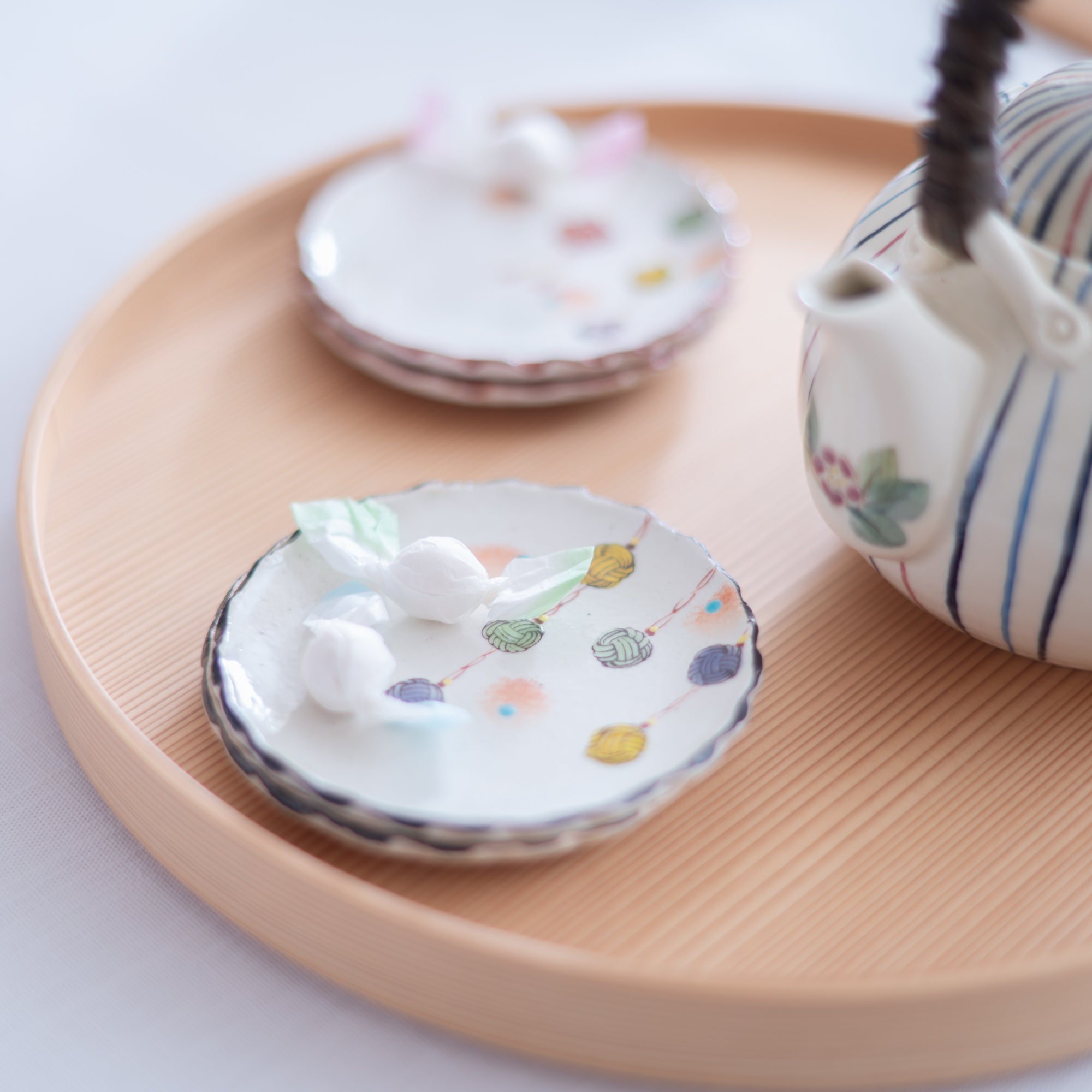 Kokuzou Kiln Mizuhiki Kutani Sauce Plate Set - MUSUBI KILN - Quality Japanese Tableware and Gift