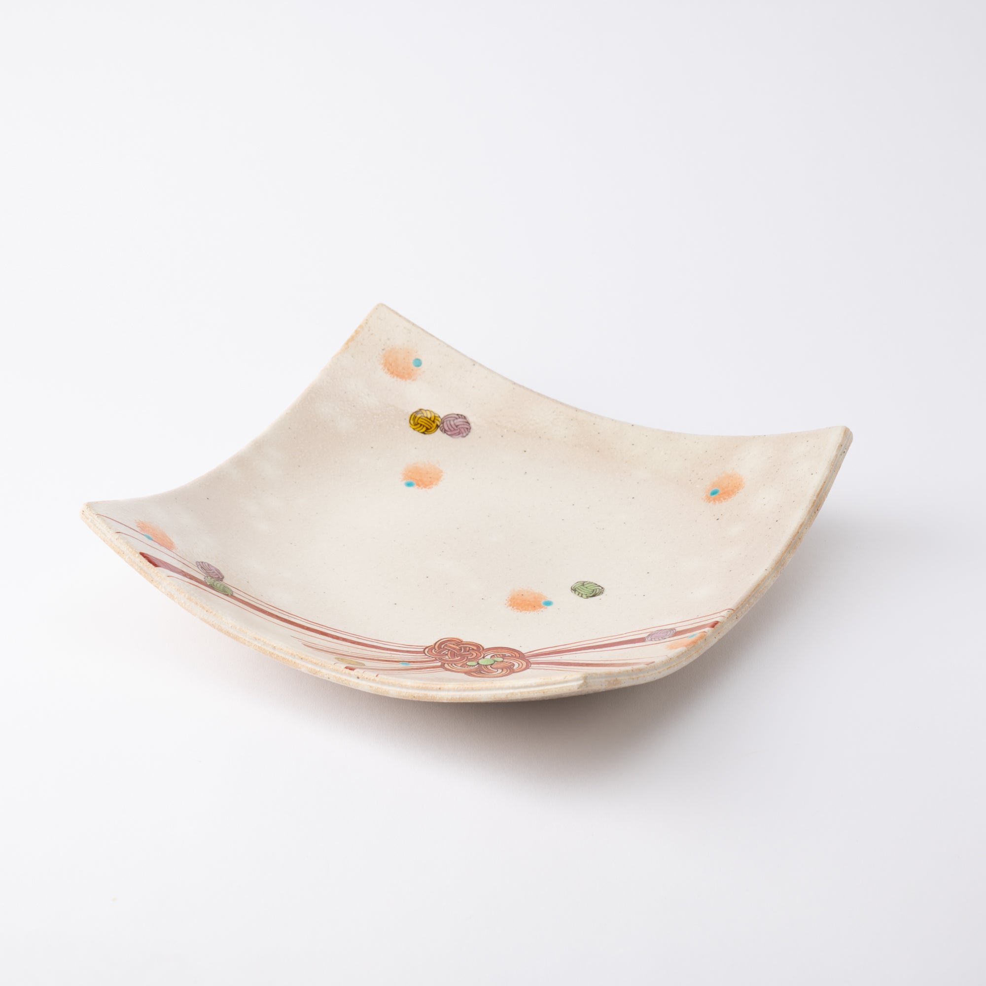 Kokuzou Kiln Mizuhiki Kutani Square Plate - MUSUBI KILN - Quality Japanese Tableware and Gift