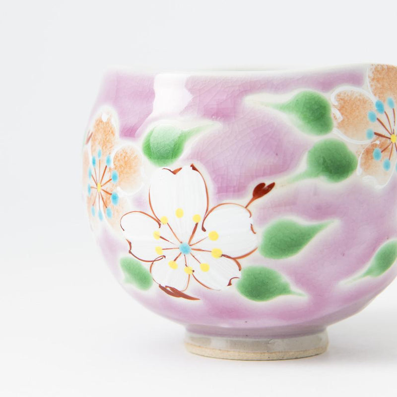 Kokuzou Kiln Sakura Blossom Kutani Yunomi Japanese Teacup - MUSUBI KILN - Quality Japanese Tableware and Gift