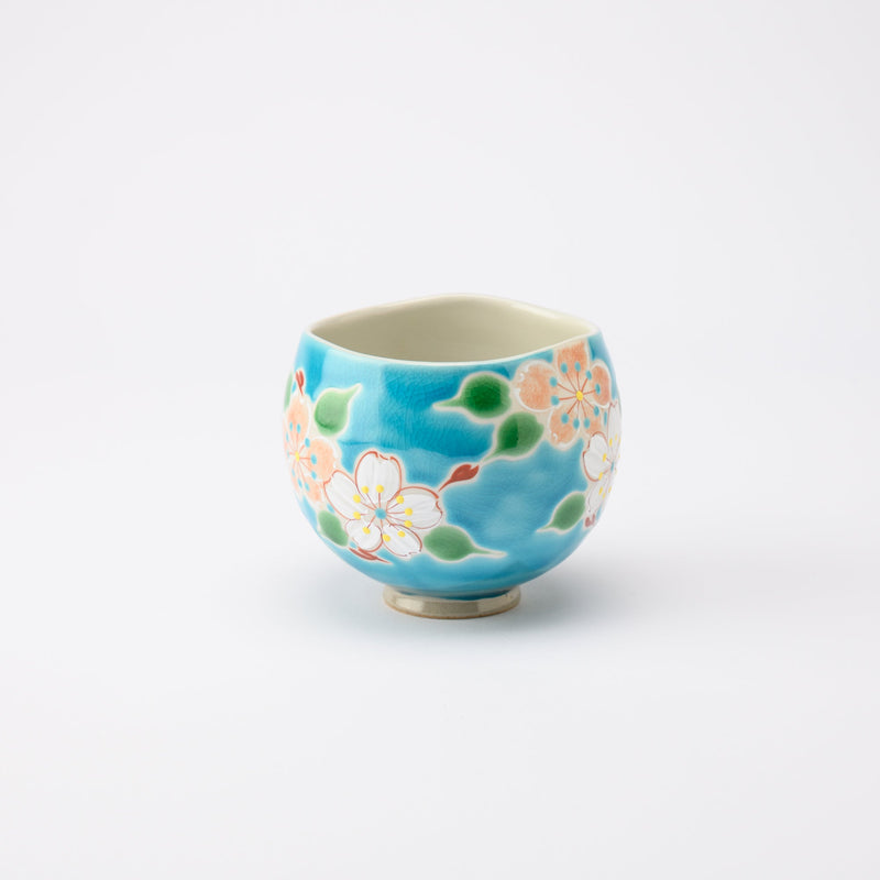 Kokuzou Kiln Sakura Blossom Kutani Yunomi Japanese Teacup - MUSUBI KILN - Quality Japanese Tableware and Gift