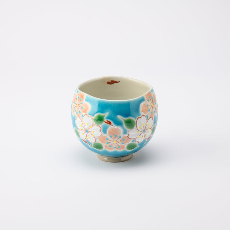 Kokuzou Kiln Sakura Blossom Kutani Yunomi Japanese Teacup - MUSUBI KILN - Quality Japanese Tableware and Gift