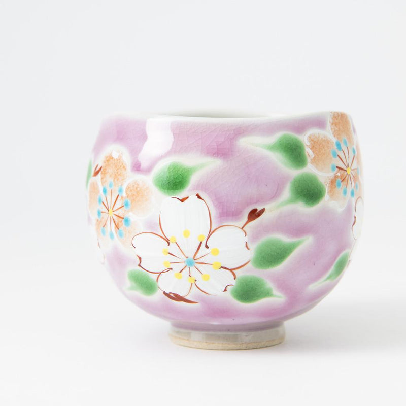 Kokuzou Kiln Sakura Blossom Kutani Yunomi Japanese Teacup - MUSUBI KILN - Quality Japanese Tableware and Gift