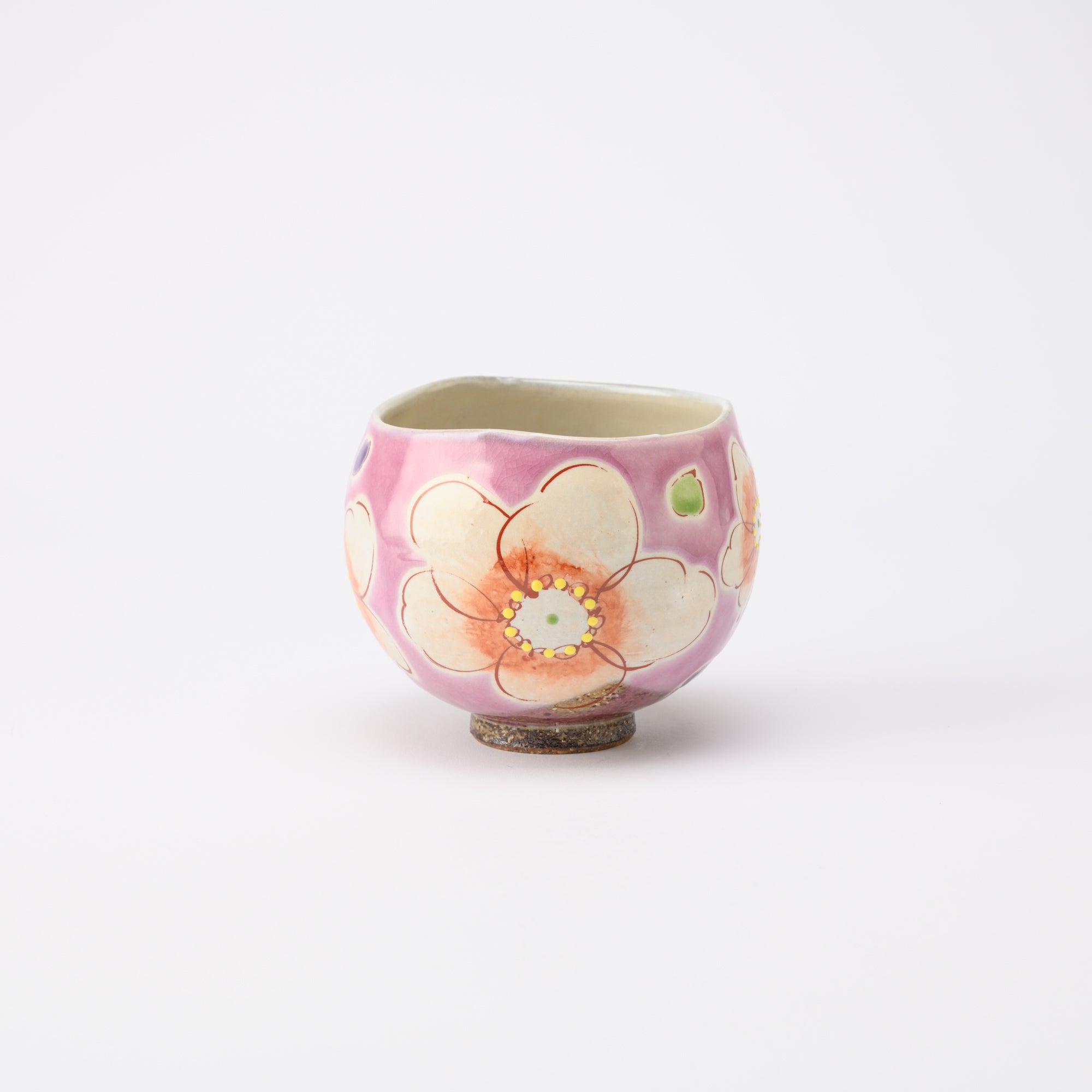 Kokuzou Kiln Sakura Floral Prints Kutani Yunomi Japanese Teacup - MUSUBI KILN - Quality Japanese Tableware and Gift