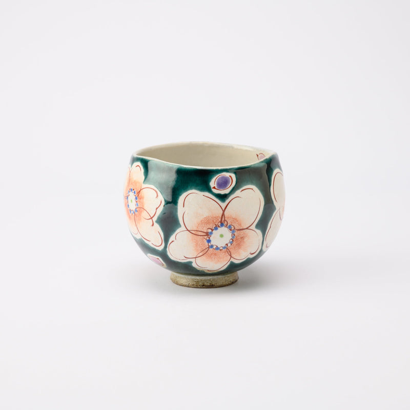 Kokuzou Kiln Sakura Floral Prints Kutani Yunomi Japanese Teacup - MUSUBI KILN - Quality Japanese Tableware and Gift