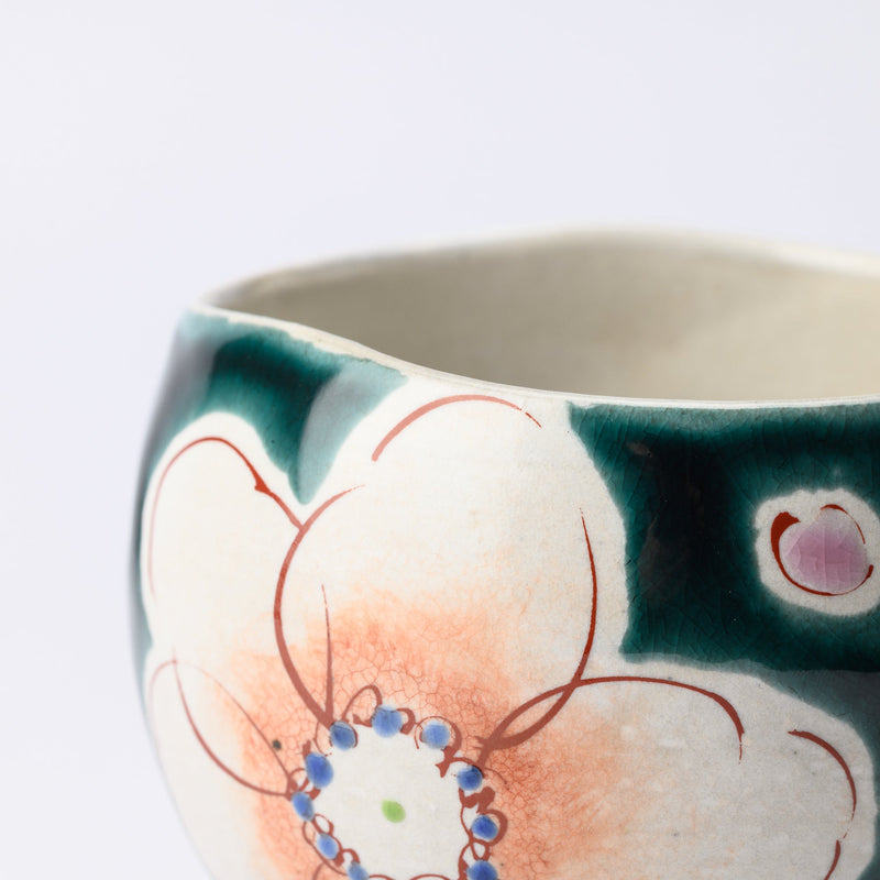 Kokuzou Kiln Sakura Floral Prints Kutani Yunomi Japanese Teacup - MUSUBI KILN - Quality Japanese Tableware and Gift