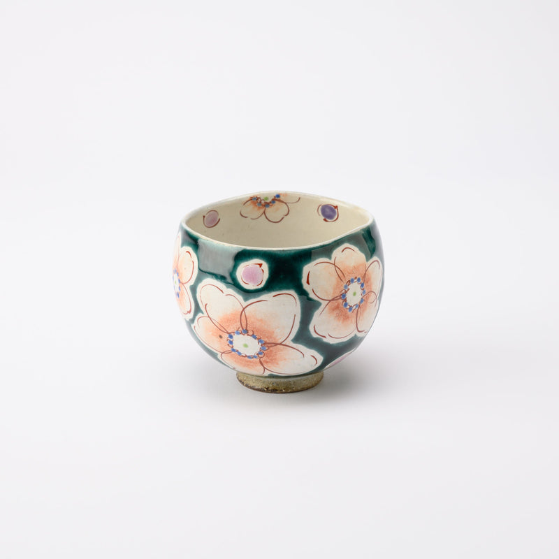 Kokuzou Kiln Sakura Floral Prints Kutani Yunomi Japanese Teacup - MUSUBI KILN - Quality Japanese Tableware and Gift