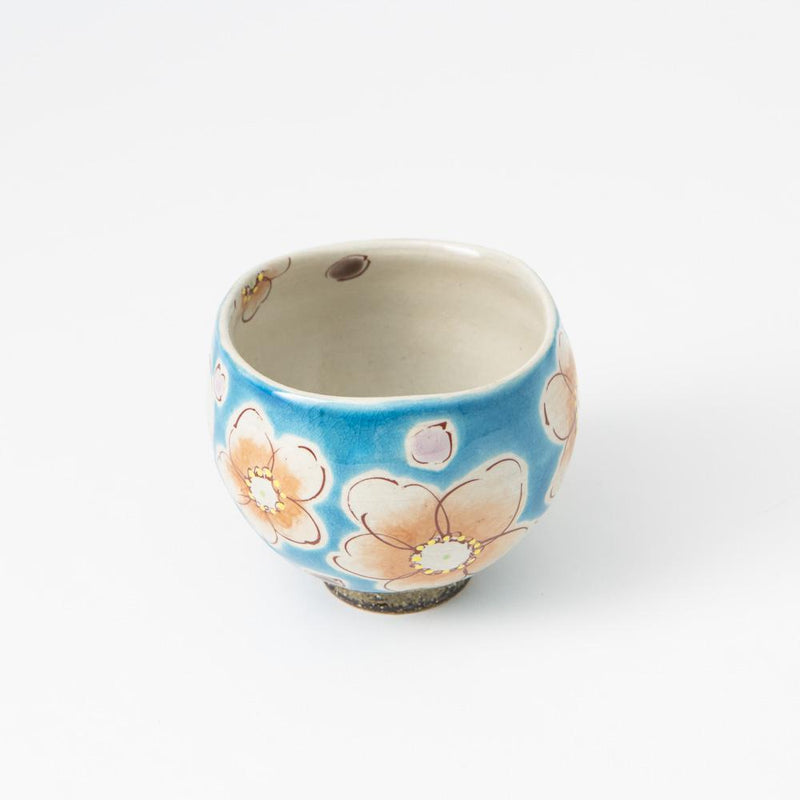 Kokuzou Kiln Sakura Floral Prints Kutani Yunomi Japanese Teacup - MUSUBI KILN - Quality Japanese Tableware and Gift