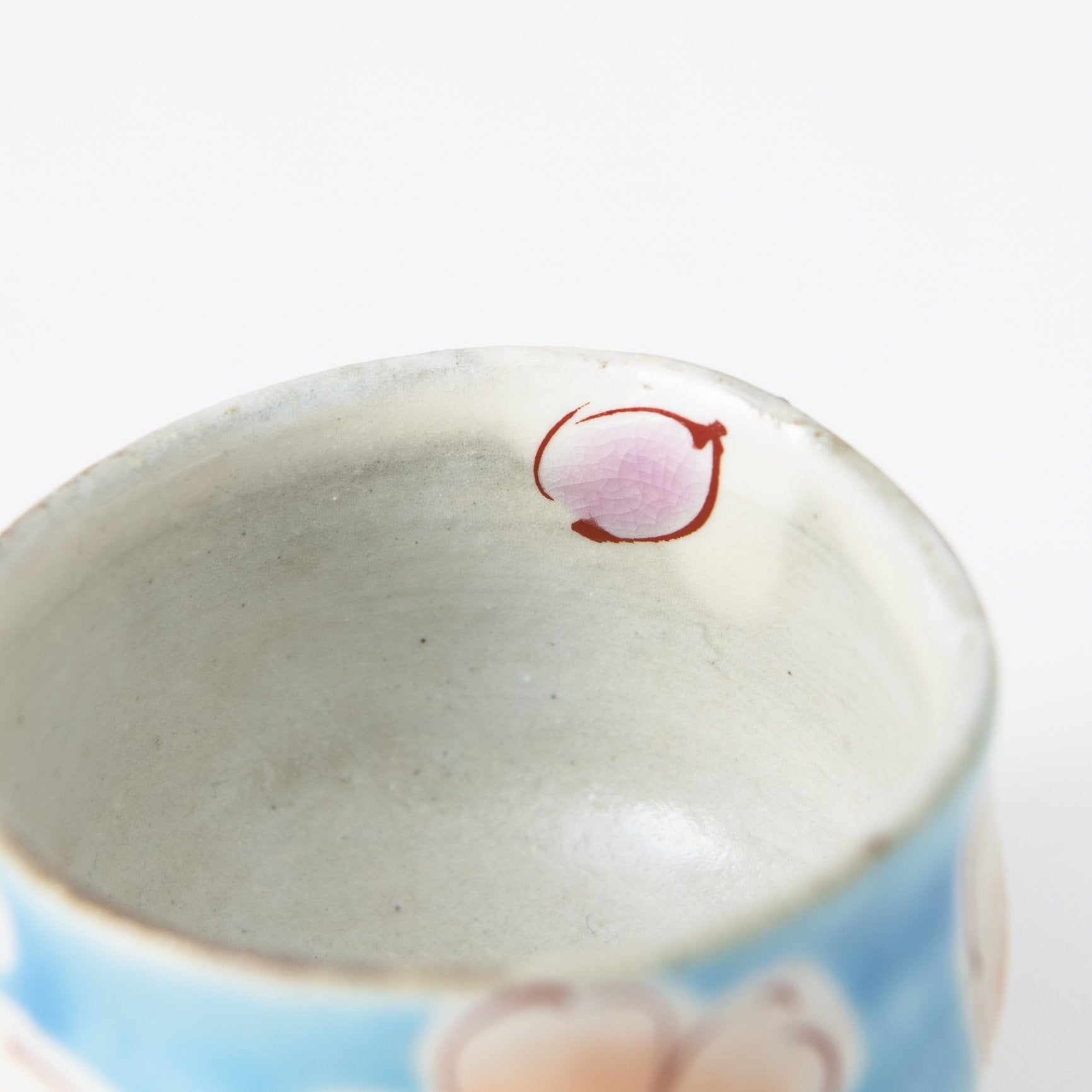 Kokuzou Kiln Sakura Turkish Blue Kutani Guinomi Sake Cup - MUSUBI KILN - Quality Japanese Tableware and Gift