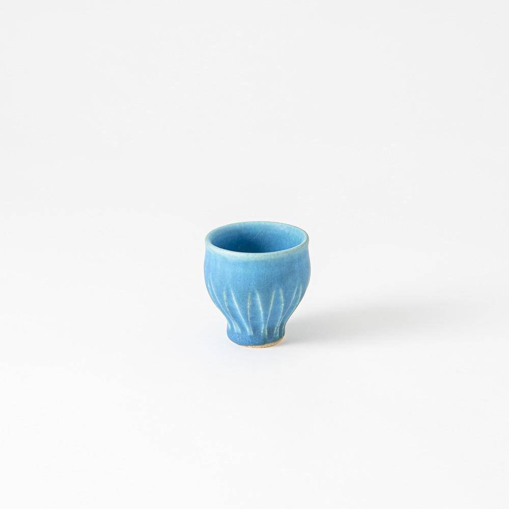 Kokuzou Kiln Turquoise Glaze pattern Guinomi Sake Cup - MUSUBI KILN - Quality Japanese Tableware and Gift