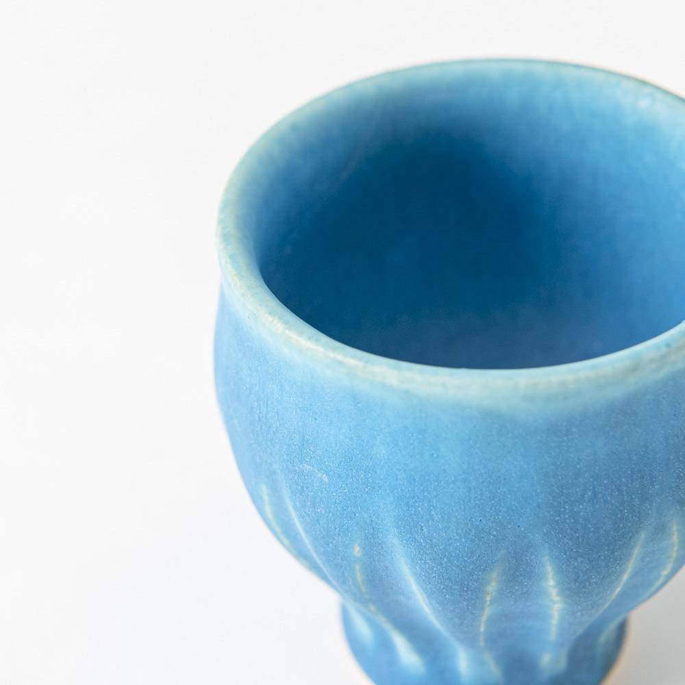 Kokuzou Kiln Turquoise Glaze pattern Guinomi Sake Cup - MUSUBI KILN - Quality Japanese Tableware and Gift