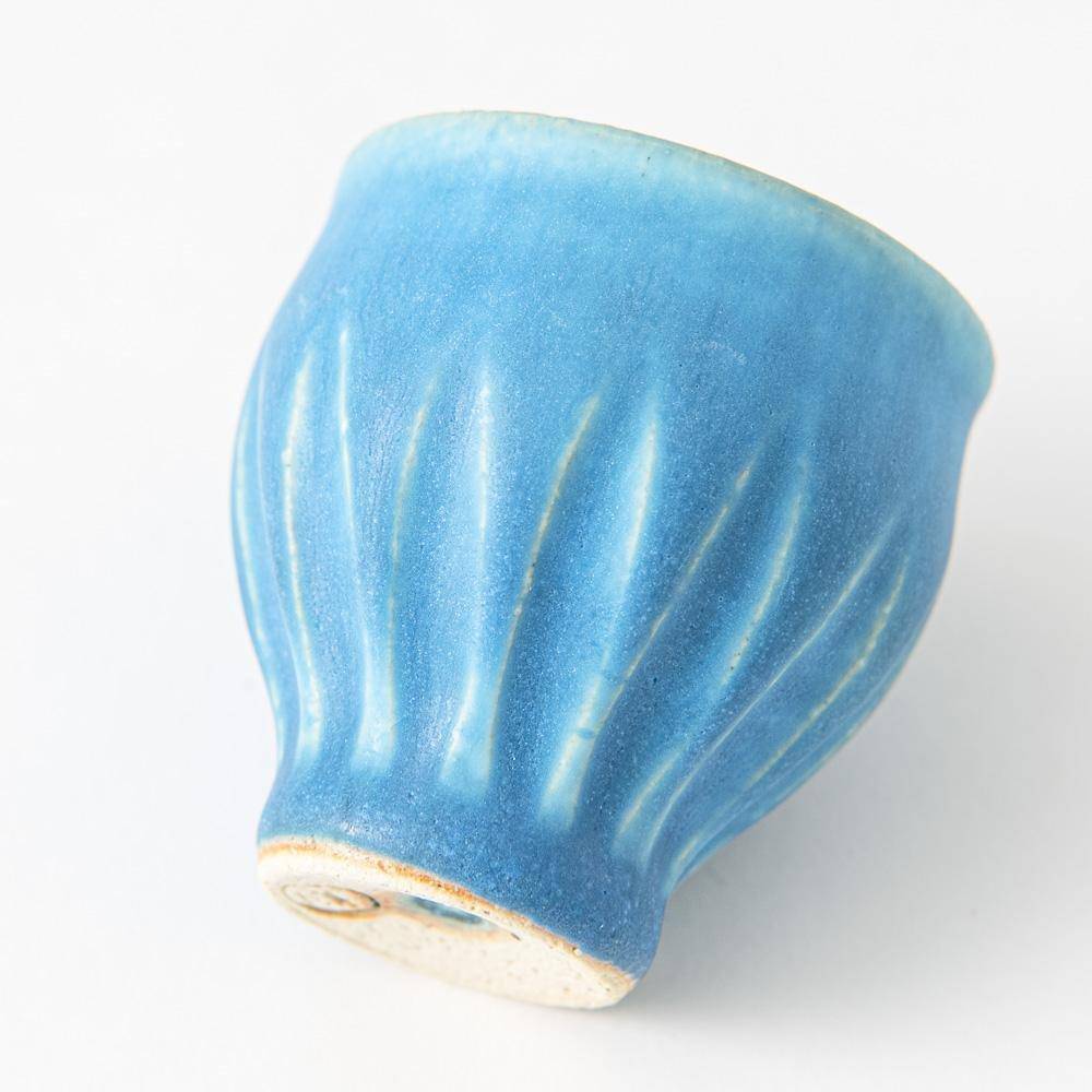 Kokuzou Kiln Turquoise Glaze pattern Guinomi Sake Cup - MUSUBI KILN - Quality Japanese Tableware and Gift